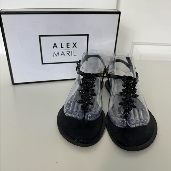 Alex‎ Marie Ria Sandals, Black With Rhinestones Women’s Size 8.5M - Picture 1 of 11